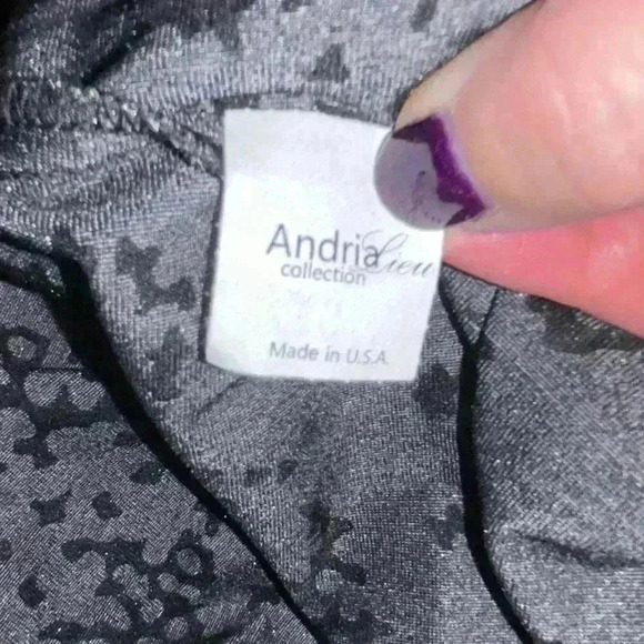 Velvet burnout long sleeve top Andrea Lieu black with purple teal pink dots - Picture 6 of 6